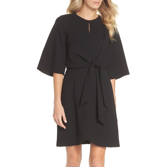 Tahari Tie Front Crepe Dress - Picture 2 of 12